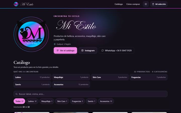 Tienda Mi Estilo: catálogo de productos con fotos y precios.
